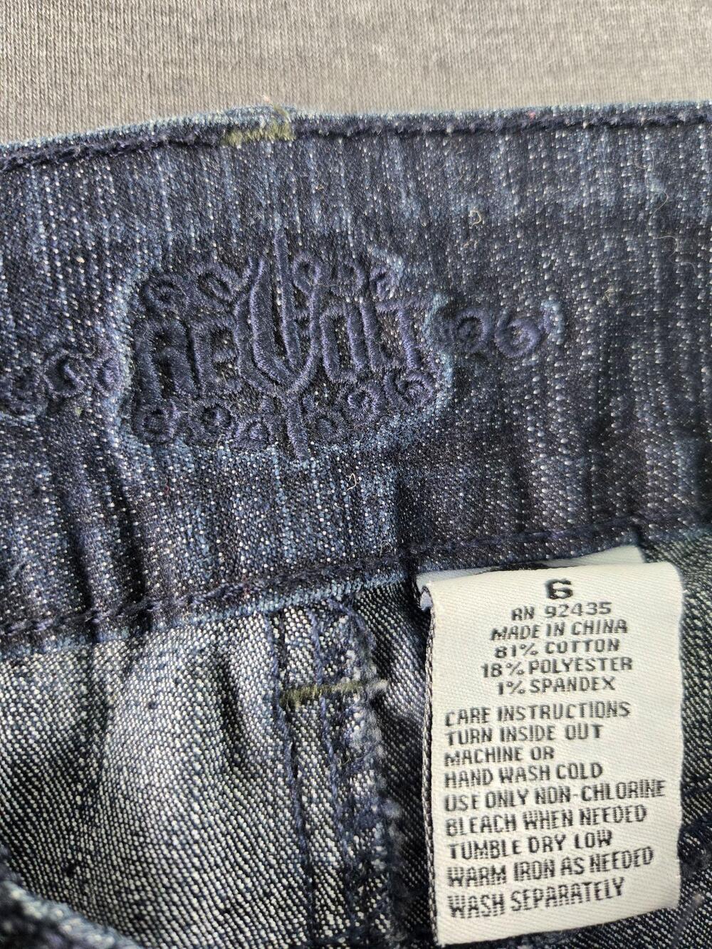 Revolt Jeans Womens 6 Blue Dark Wash Bootcut Rhinestone Pocket Stretch Denim - Picture 2 of 7